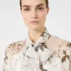 Blouse en mousseline imprimée, blanche Blouse en mousseline imprimée, blanche