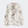 Blouse en mousseline imprimée, blanche Blouse en mousseline imprimée, blanche