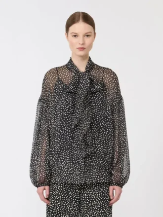 Blouse en mousseline imprimée, noire