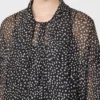 Blouse en mousseline imprimée, noire Blouse en mousseline imprimée, noire