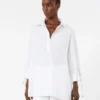 Blouse en popeline de coton, blanc optique Blouse en popeline de coton, blanc optique