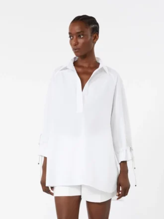 Blouse en popeline de coton, blanc optique