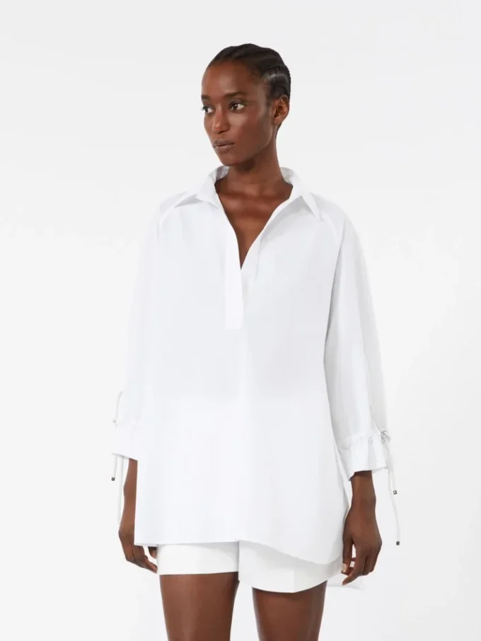 Blouse en popeline de coton, blanc optique Blouse en popeline de coton, blanc optique