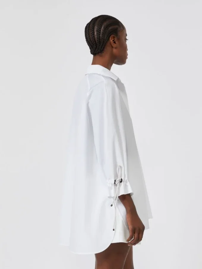 Blouse en popeline de coton, blanc optique Blouse en popeline de coton, blanc optique
