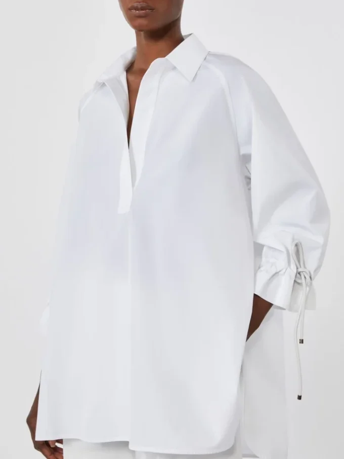 Blouse en popeline de coton, blanc optique Blouse en popeline de coton, blanc optique