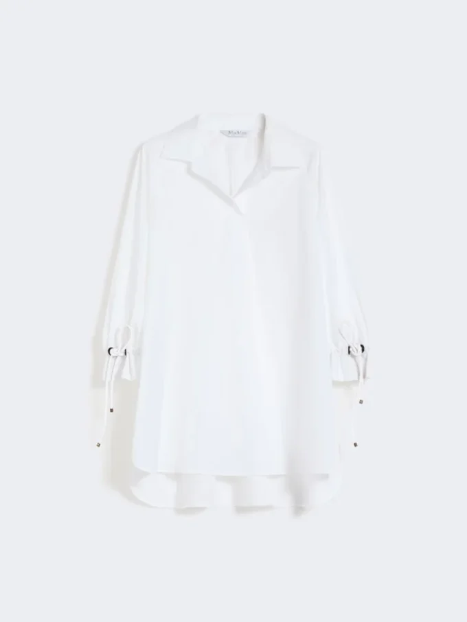 Blouse en popeline de coton, blanc optique Blouse en popeline de coton, blanc optique