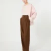 Blouse en soie à col rond, rose Blouse en soie à col rond, rose