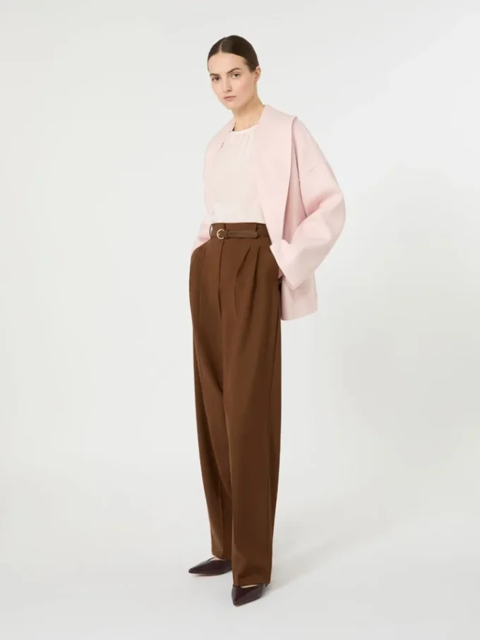Blouse en soie à col rond, rose Blouse en soie à col rond, rose