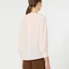 Blouse en soie à col rond, rose Blouse en soie à col rond, rose