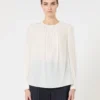 Blouse en soie à col rond, soie Blouse en soie à col rond, soie