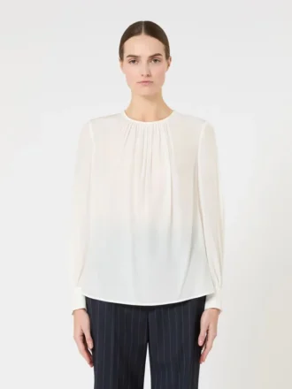 Blouse en soie à col rond, soie