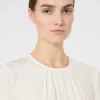 Blouse en soie à col rond, soie Blouse en soie à col rond, soie