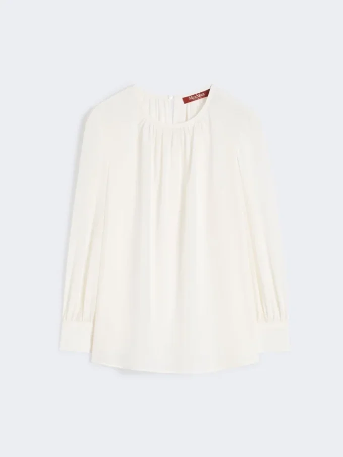 Blouse en soie à col rond, soie Blouse en soie à col rond, soie