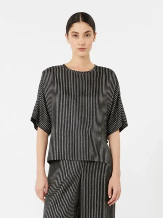 Blouse en soie imprimée, noir et blanc
