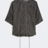 Blouse en soie imprimée, noir et blanc Blouse en soie imprimée, noir et blanc