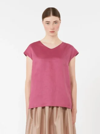 Blouse en toile de ramie, cyclamen