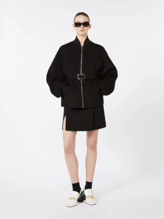 Blouson aviateur oversize en laine, noir
