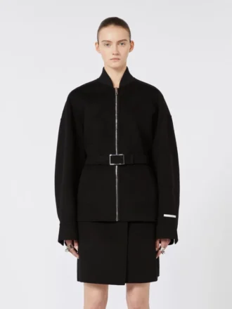 Blouson aviateur oversize en laine, noir