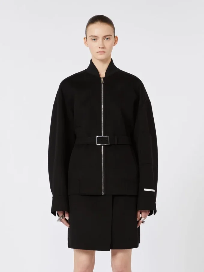 Blouson aviateur oversize en laine, noir Blouson aviateur oversize en laine, noir