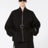 Blouson aviateur oversize en laine, noir Blouson aviateur oversize en laine, noir