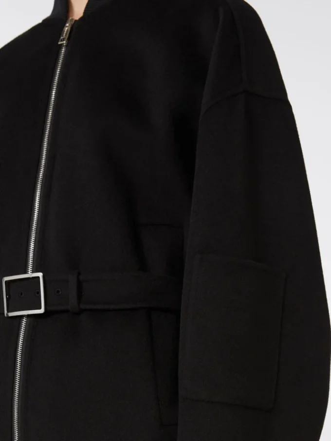 Blouson aviateur oversize en laine, noir Blouson aviateur oversize en laine, noir