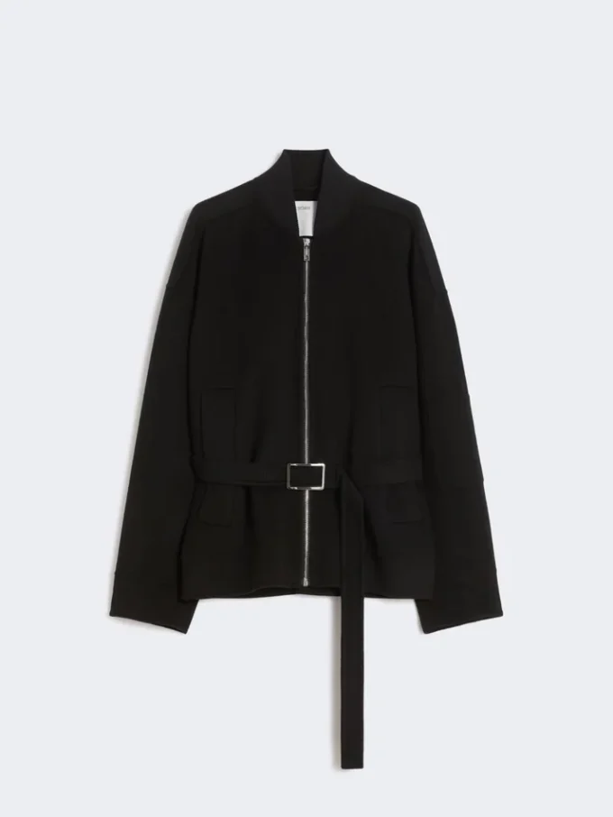 Blouson aviateur oversize en laine, noir Blouson aviateur oversize en laine, noir