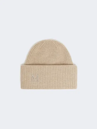 Bonnet en cachemire à côtes, beige