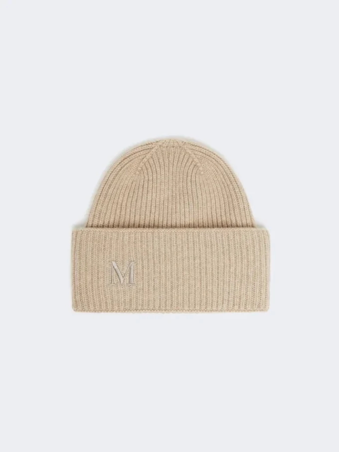 Bonnet en cachemire à côtes, beige