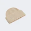 Bonnet en cachemire à côtes, beige