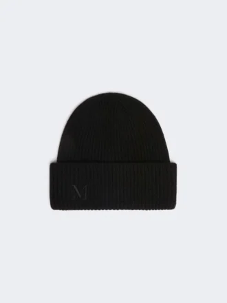 Bonnet en cachemire à côtes, noir