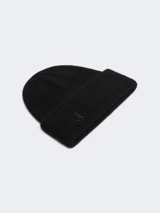 Bonnet en cachemire à côtes, noir