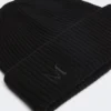 Bonnet en cachemire à côtes, noir