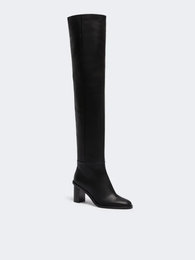 Bottes cuissardes en cuir, noires