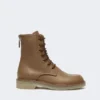 Bottes de combat en cuir, marron noisette