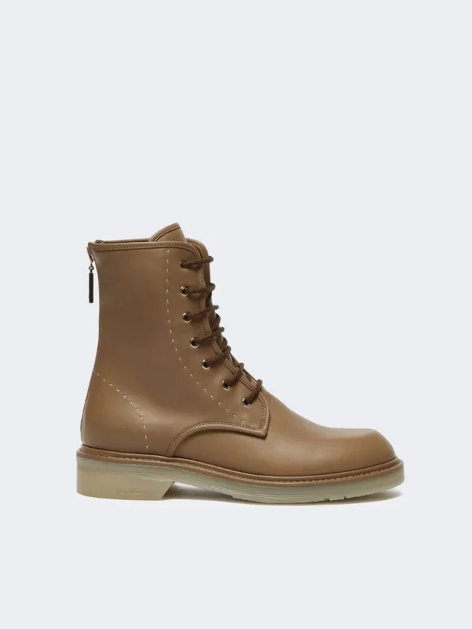 Bottes de combat en cuir, marron noisette
