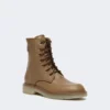 Bottes de combat en cuir, marron noisette