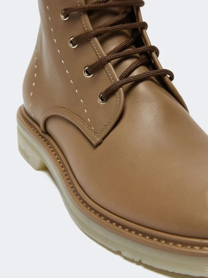 Bottes de combat en cuir, marron noisette