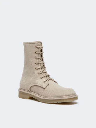 Bottes de combat en pur cachemire, beige