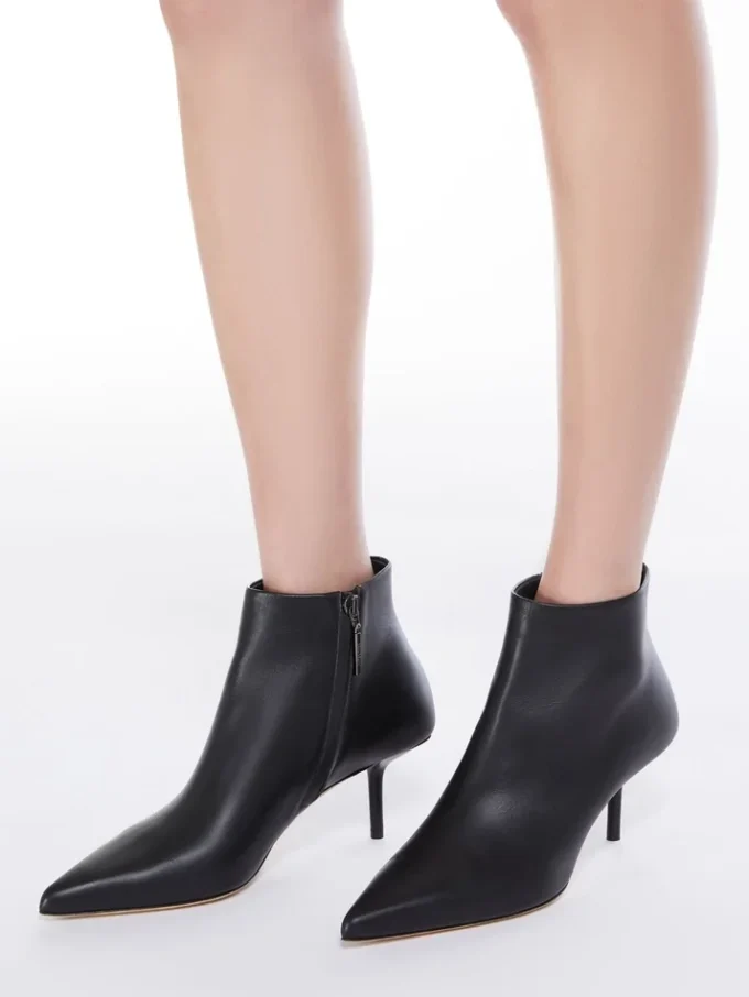 Bottines en cuir à fermeture éclair, noires