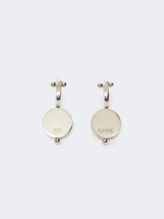 Boucles d&rsquo;oreilles hémisphériques en métal, argent