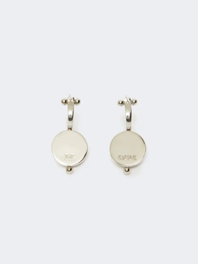 Boucles d’oreilles hémisphériques en métal, argent Boucles d’oreilles hémisphériques en métal, argent