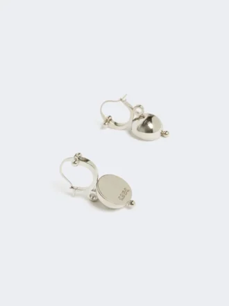 Boucles d&rsquo;oreilles hémisphériques en métal, argent