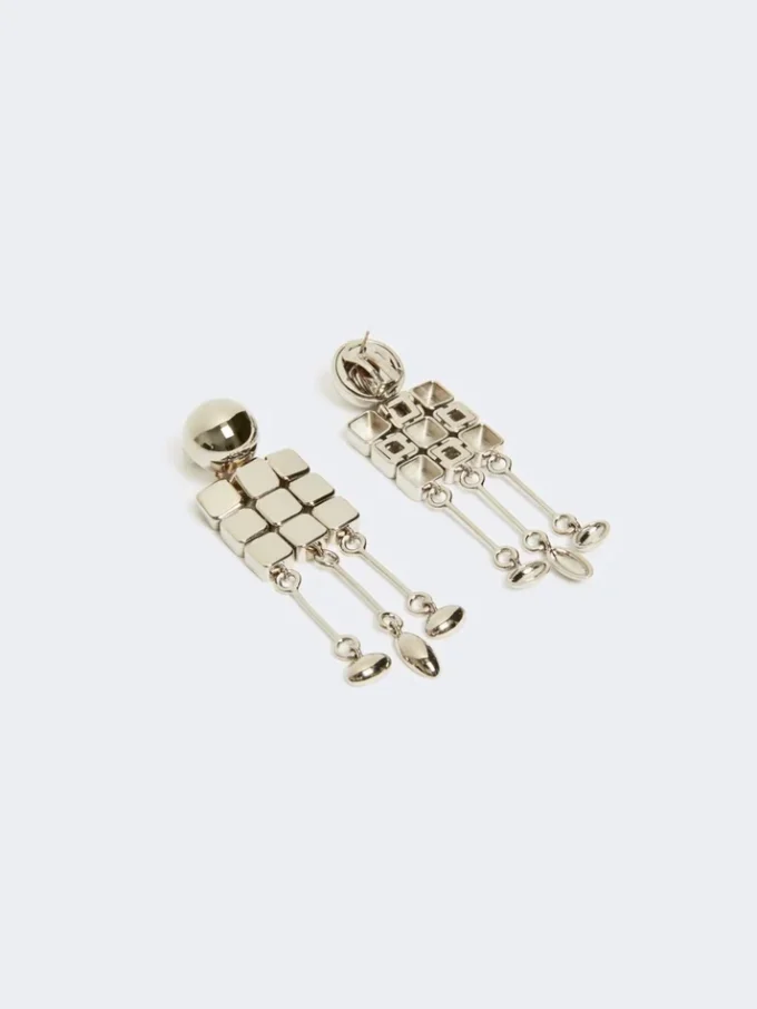 Boucles d’oreilles pendantes métalliques, argent Boucles d’oreilles pendantes métalliques, argent