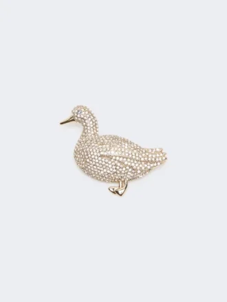 Broche en métal avec strass, blanc optique