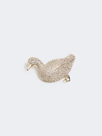 Broche en métal avec strass, blanc optique