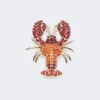 Broche en métal avec strass, rouge foncé Broche en métal avec strass, rouge foncé