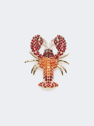 Broche en métal avec strass, rouge foncé