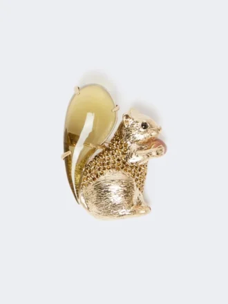 Broche en résine et verre, marron