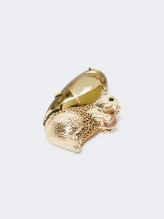 Broche en résine et verre, marron