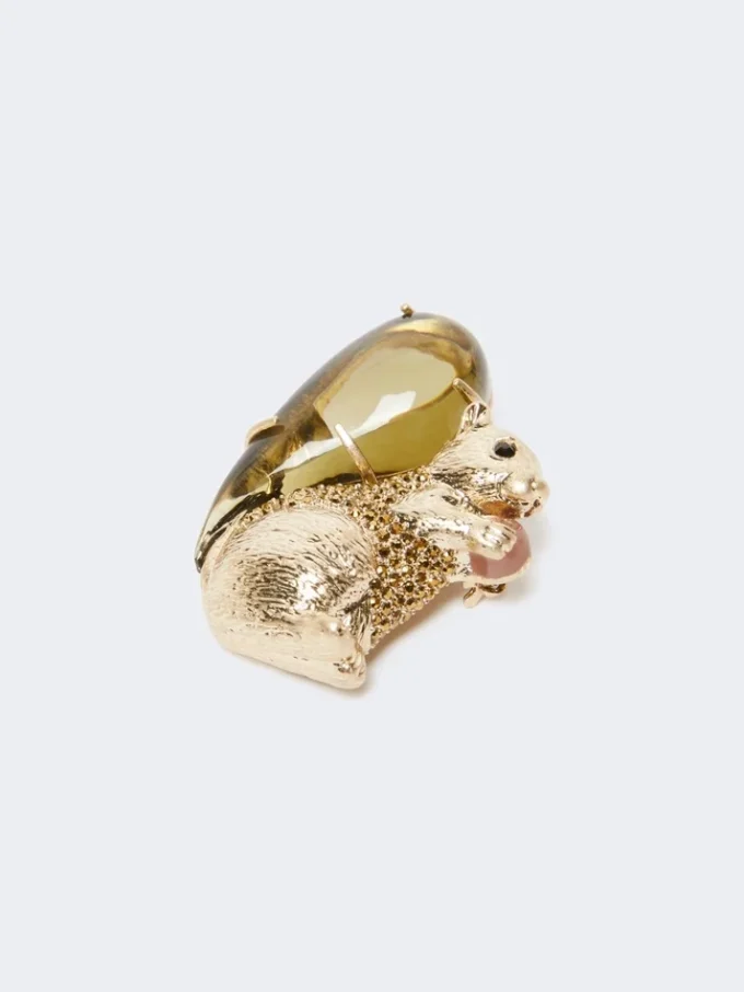 Broche en résine et verre, marron Broche en résine et verre, marron
